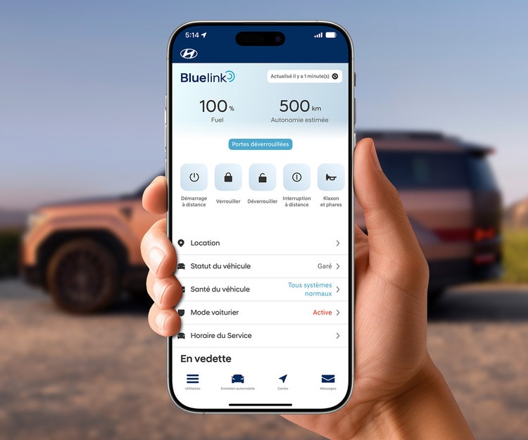 Système pour véhicule connecté Bluelink&lt;SUP>MD&lt;/SUP>