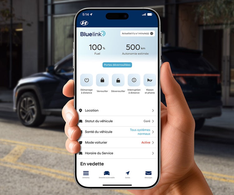 &lt;p>Système pour véhicule connecté Bluelink&lt;sup>MD&lt;/sup> de série&lt;/p>